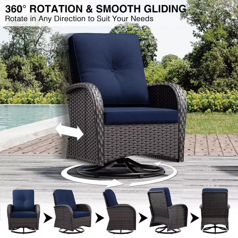 UPTIOT Outdoor Patio Set with Sofas, Swivel Chairs, Ottomans, and Side Table