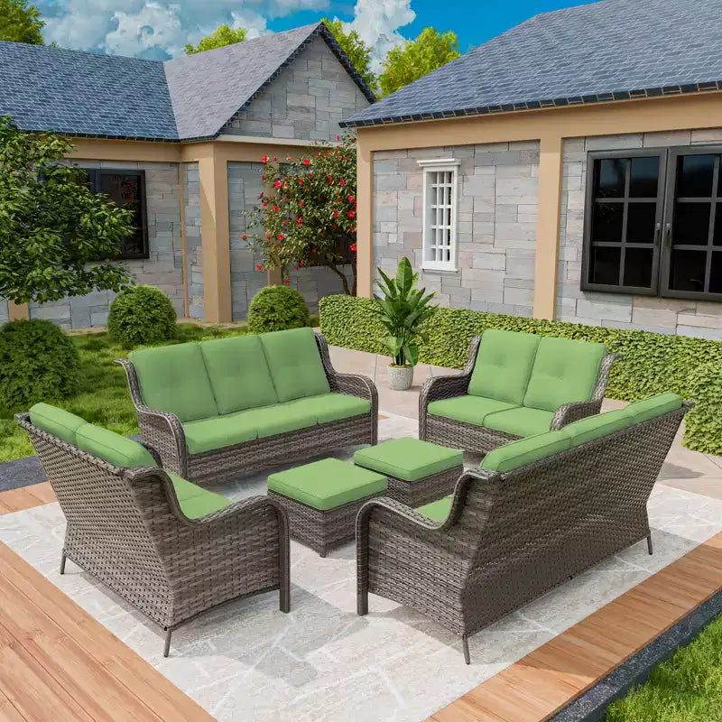 UPTIOT 6 Pieces Outdoor Wicker Sectional Sofa