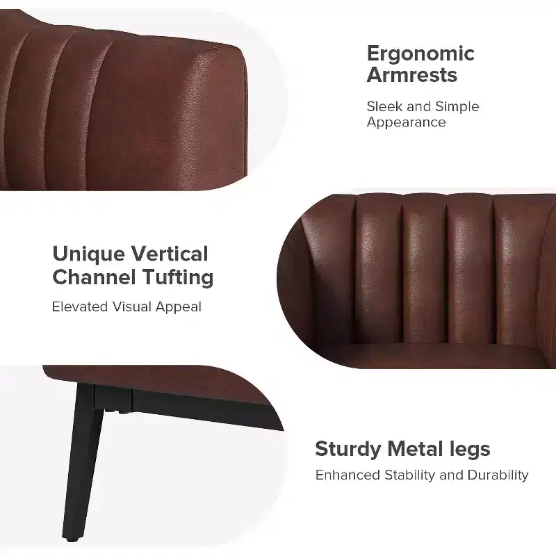 Carsten Industry 30 Wide Faux Leather Chair with Metal Leg|HULALA HOME-BROWN