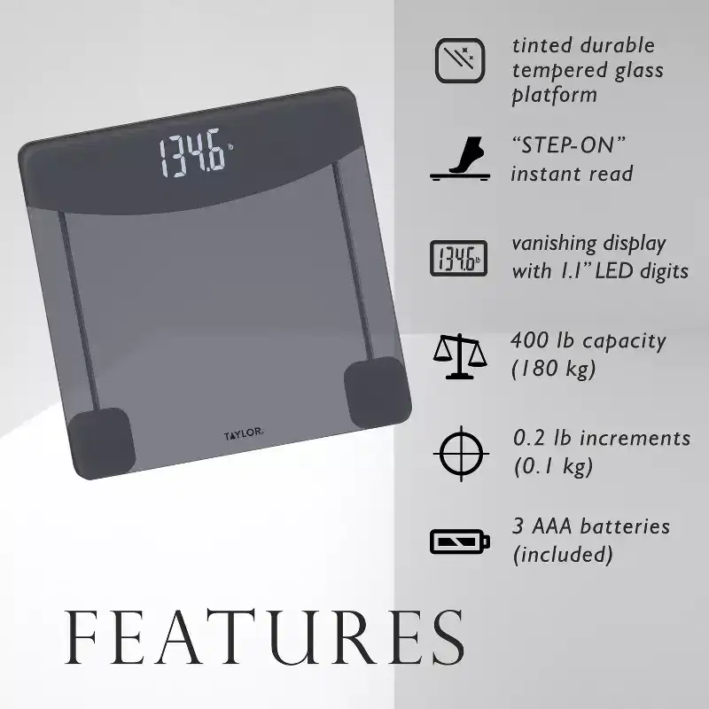 Taylor Digital Glass Bathroom Scale - Tinted Glass