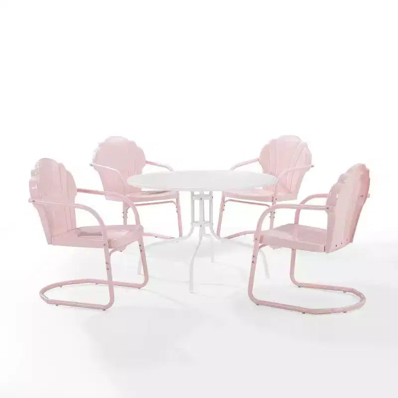 HomeStock Tulip 5Pc Outdoor Metal Dining Set with Dining Table & 4 Chairs