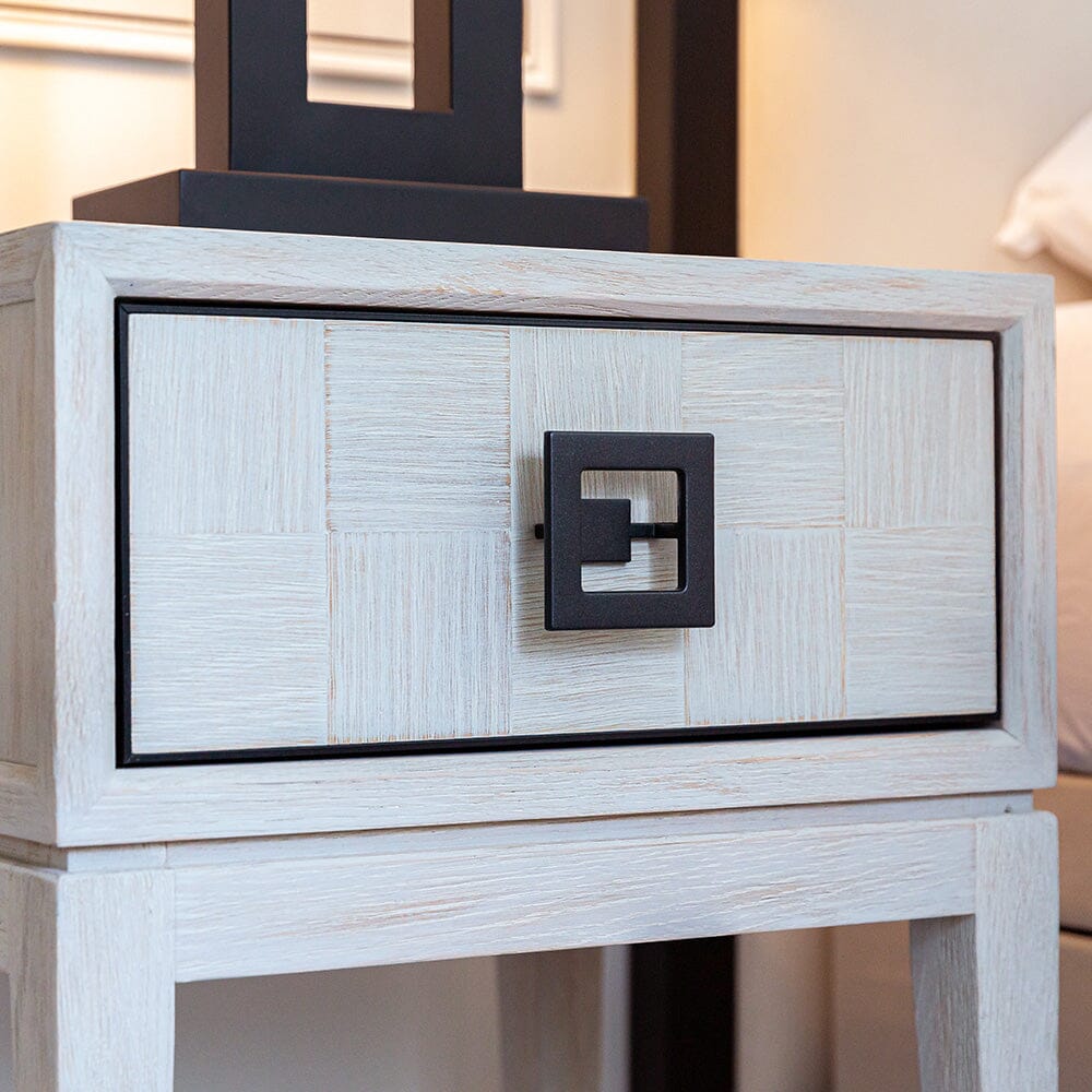 White Wash Oak Veneer Bedside Table
