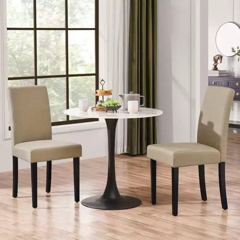 Yaheetech Set of 2 Armless Upholstered Dining Chairs with Solid Wood Legs