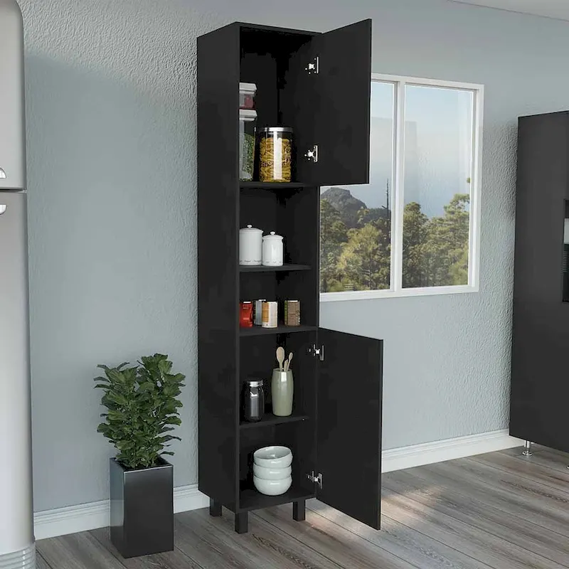 Pantry Cabinet with Three Interior Shelves, White Finish