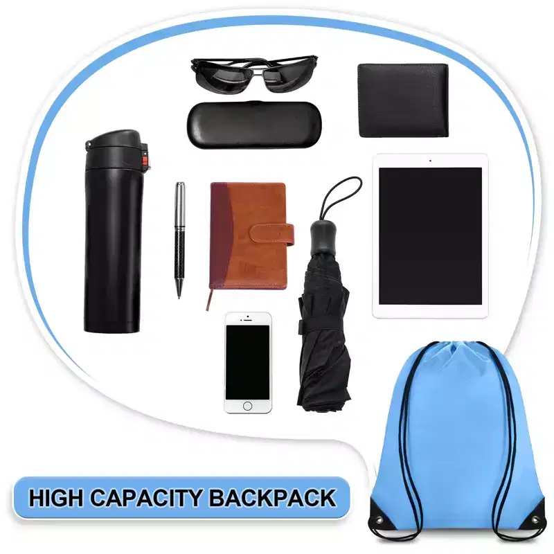 Narwey Drawstring Backpack Bulk 42 Pcs String Backpack Drawstring Bags Cinch Bag Sackpack (Sky Blue)