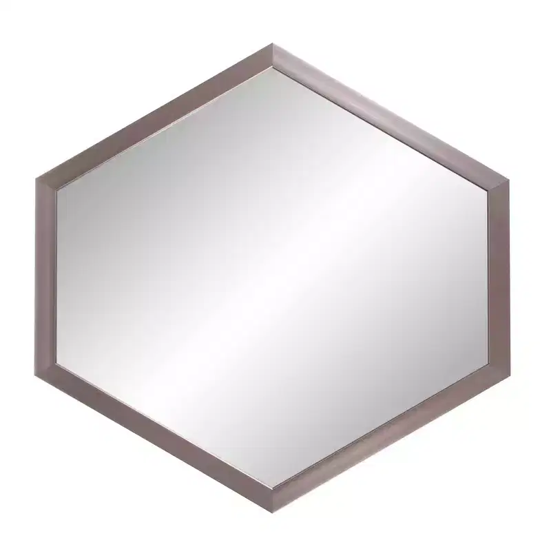 Howard Elliott Graphite Foil Framed Hexagonal Wall Mirror: Modern Decor, Polystyrene Frame, 30x27.5"