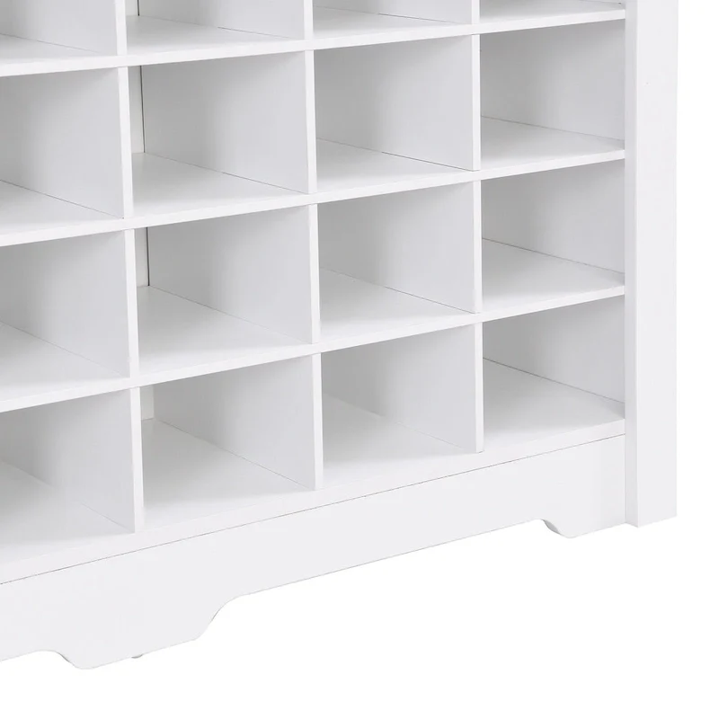 24-Cubby Shoe Cabinet with Curved Base, Versatile Sideboard