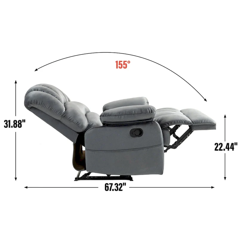 Extra-Large Manual Recliner Chair with Fabric Upholstery