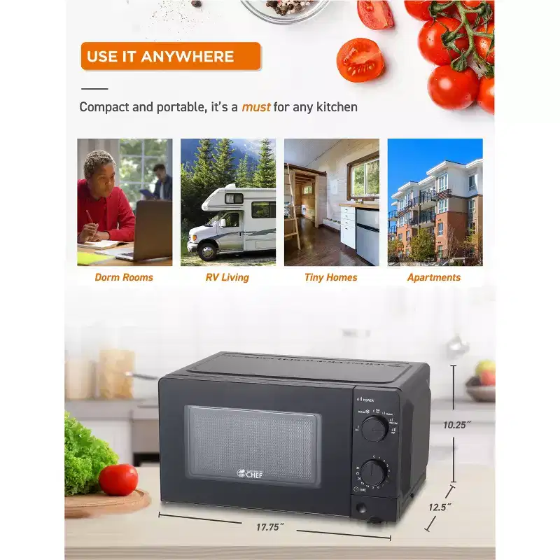 COMMERCIAL CHEF Countertop Microwave Oven 0.6 Cu. Ft. 600W
