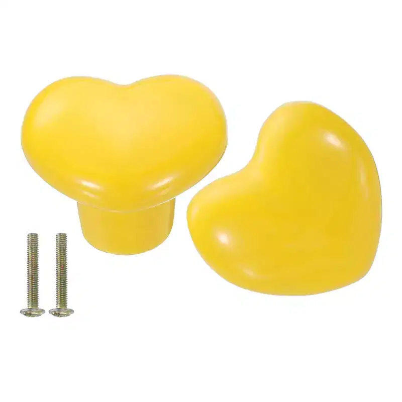Unique Bargains Heart-Shaped Ceramic Drawer Knobs with Screw for Cupboard Wardrobe 2 Pcs