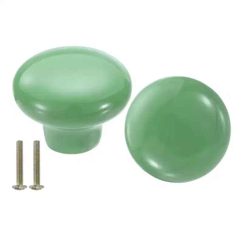 Unique Bargains Round Ceramic Drawer Knobs with Screw for Cupboard Wardrobe 2 Pcs