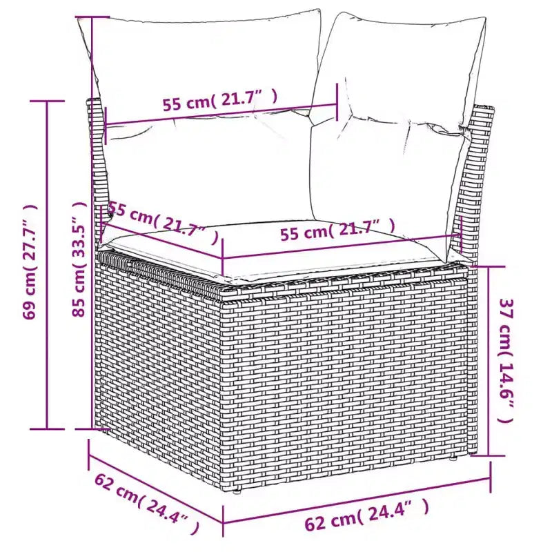 vidaXL Garden Sofa Set with Cushions Poly Rattan