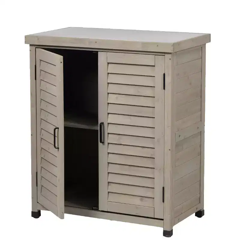 Whisen Potting Bench with Cabinet & Metal Top