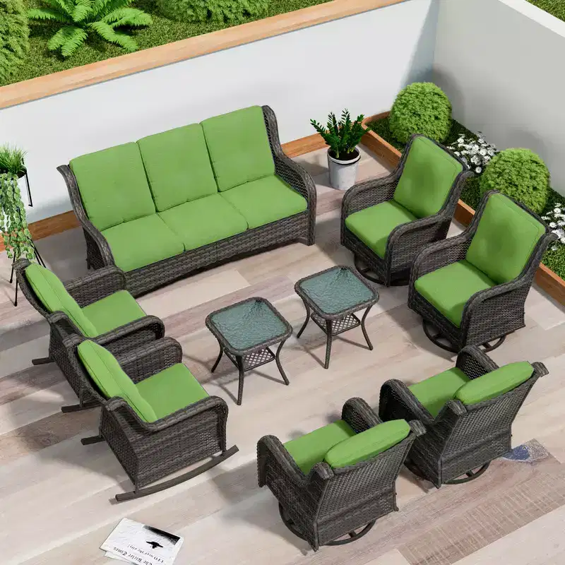 UPTIOT 9 Pieces Outdoor Wicker Sectional Sofa