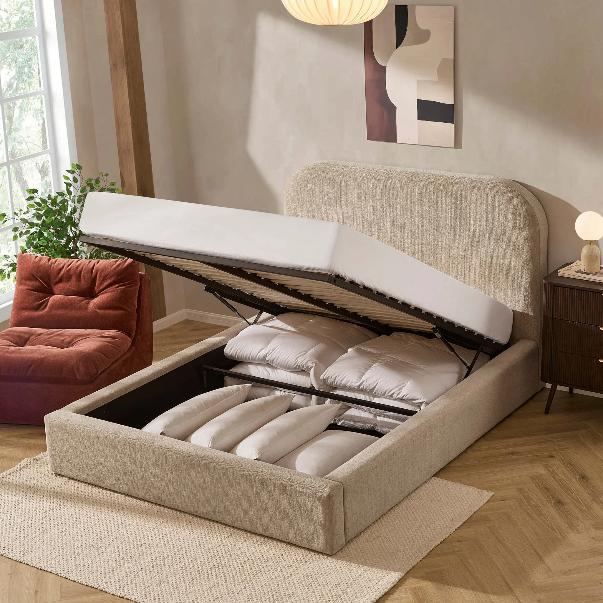 Storage Bed - Textured Oatmeal