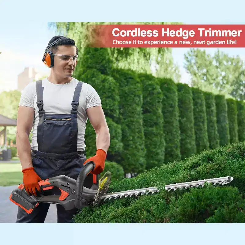 Cordless Hedge Trimmer 20V Lithium Battery Powered Electric Bush Trimmer 20.5 Inch Blade Lightweight