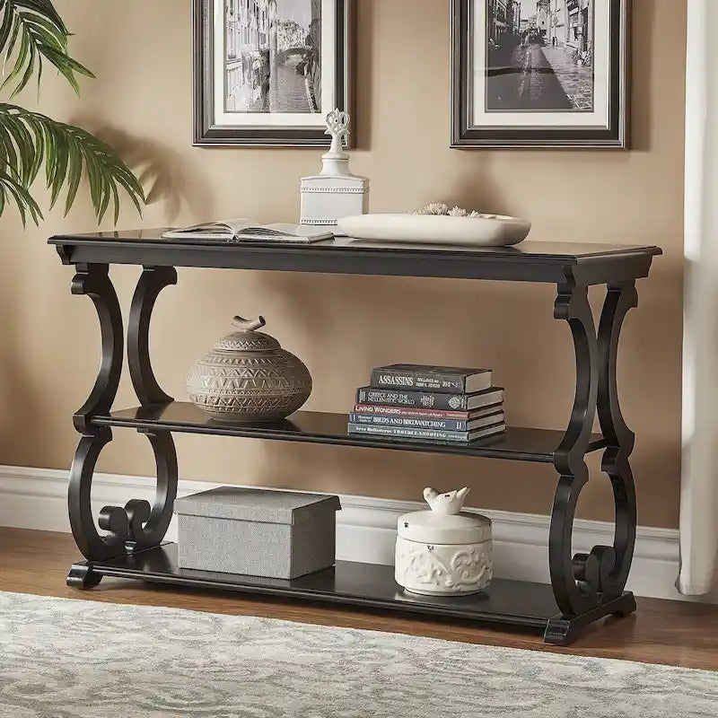 Lorraine Wood Scroll TV Stand Sofa Table by iNSPIRE Q Classic