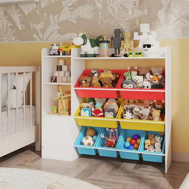 Kids Toy Storage Organizer with 8 Removable Bins & 3 Open Shelves