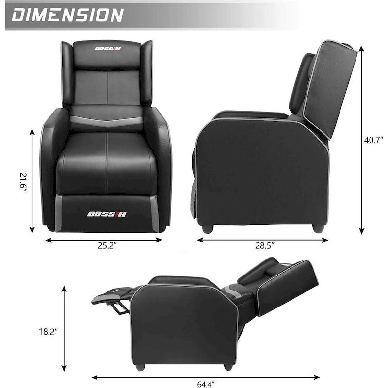 PU Leather Ergonomic Gaming Single Recliner Sofa for Living Room