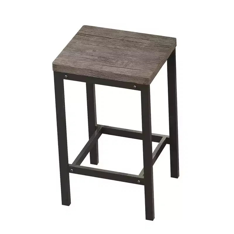 4-Piece Bar Table Set, Modern Rectangular Pub Table & 3 Stools, for Kitchen, Breakfast Nook, Living Room, Apartment  Brown & Gray