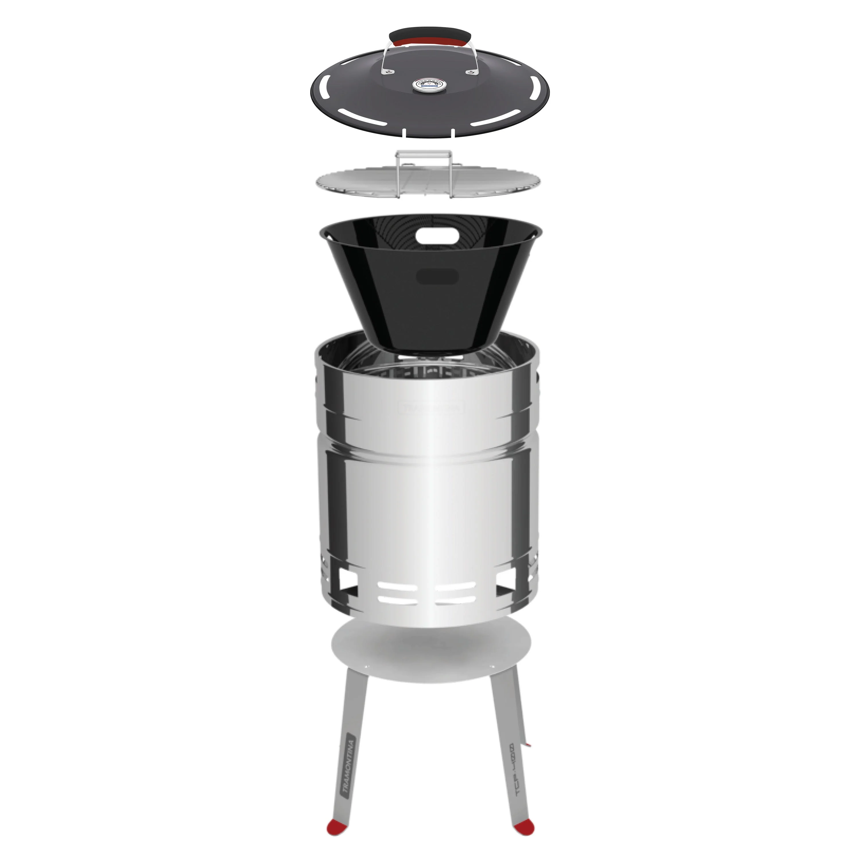 15.5 Inch Stainless Steel Round BBQ Charcoal Grill with Lid