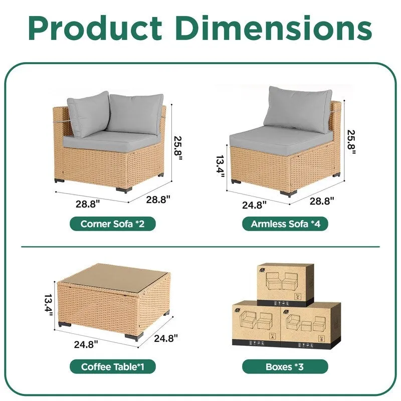 UPHA 7-Piece Wicker Outdoor Seating Group with Cushions