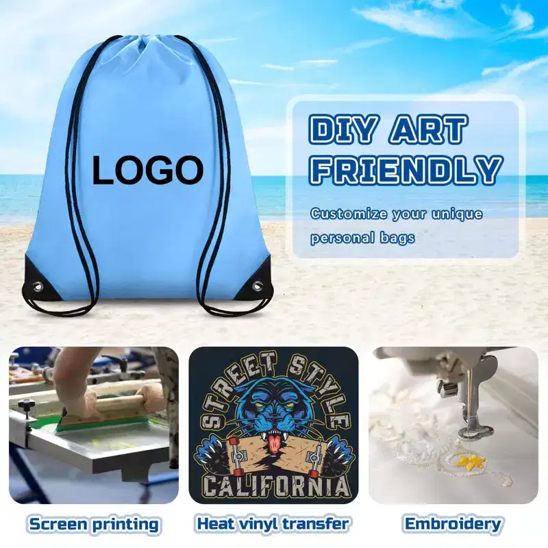 Narwey Drawstring Backpack Bulk 42 Pcs String Backpack Drawstring Bags Cinch Bag Sackpack (Sky Blue)