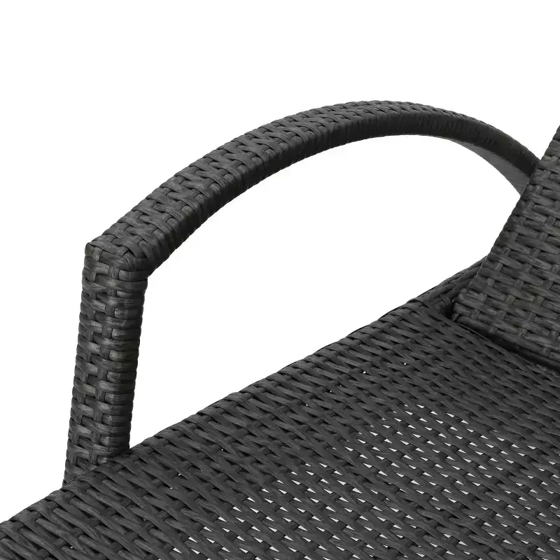 GDFStudio Olivia Outdoor Wicker Folding Adjustable Chaise Lounge and Table Set