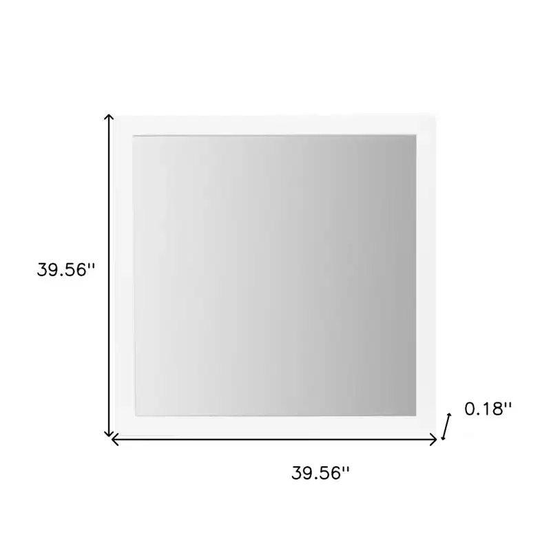HomeRoots 40 White Wood Square Dresser Mount Framed Mirror