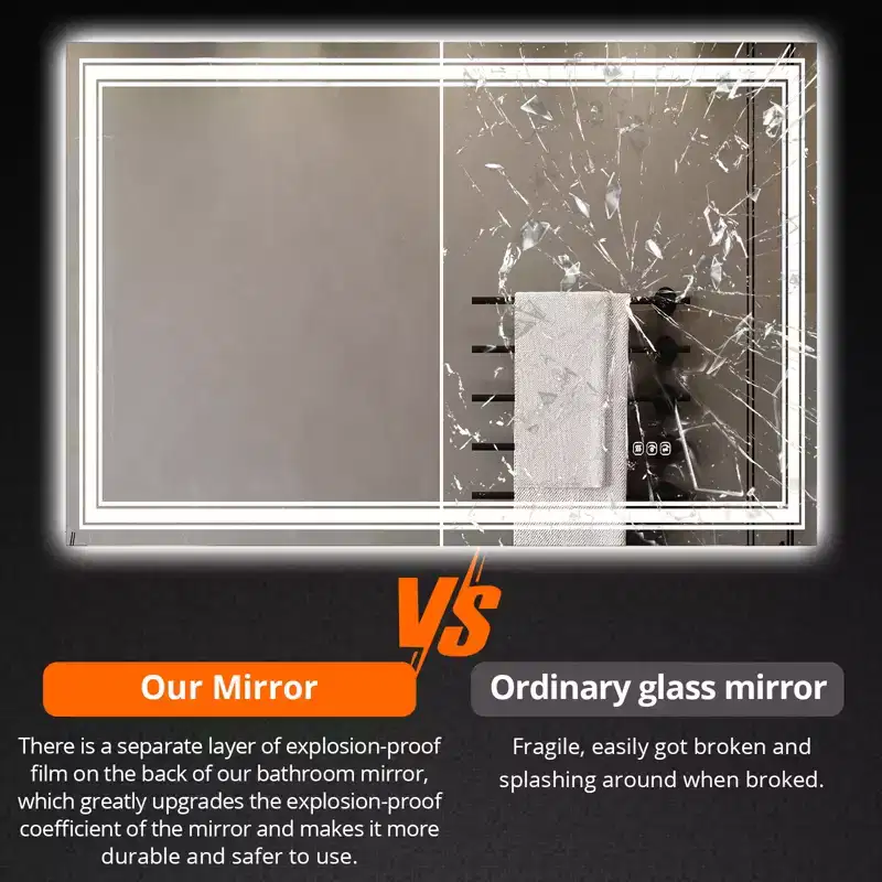 LED Backlit & Front-Lit Bathroom Mirror with Anti-Fog & Dimming
