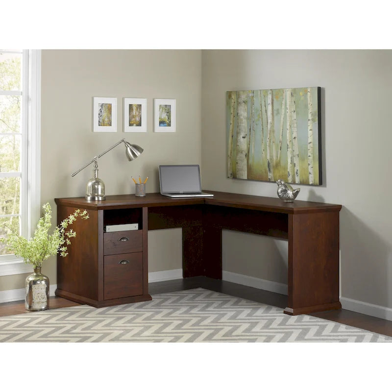 60W L-Shaped Office Desk with Storage