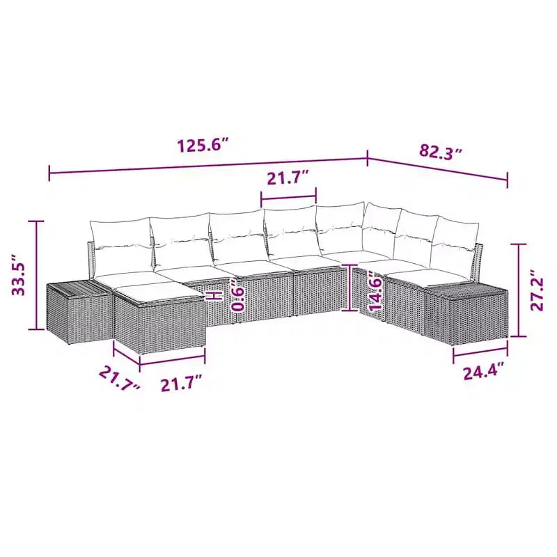 vidaXL Garden Sofa Set with Cushion 8 pcs Brown Poly rattan