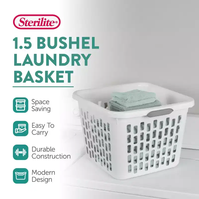 Sterilite Laundry Basket, Plastic Hamper with Handles