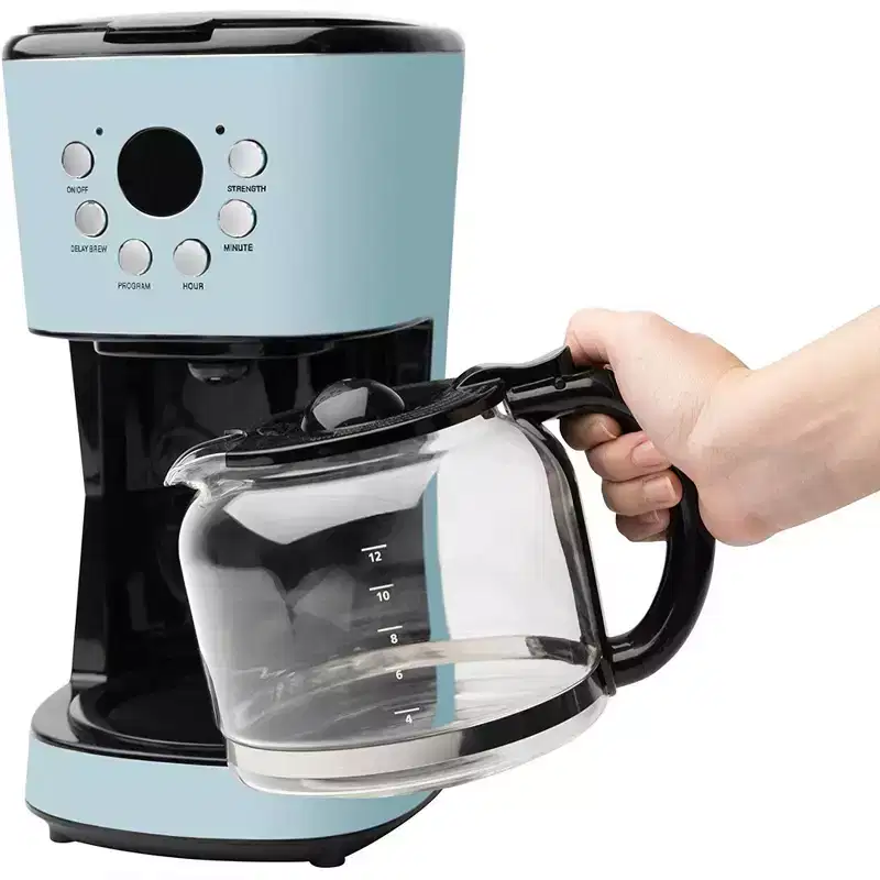 Haden Coffee Machine, 12 Cup Drip Coffee Maker Bundled with Heritage 1.7 Liter Stainless Steel Electric Kettle, Turquoise & Chrome