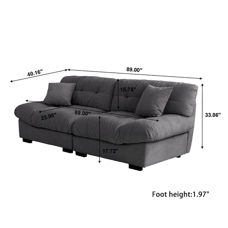 Modern Sanded Velvet Cloud Loveseat Sofa Sectional Couch for Living Room