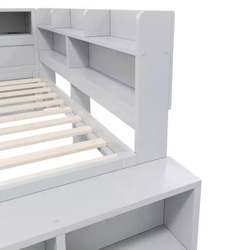 Full Daybed Frame, Solid Wood Daybed with Storage Cabinets and Shoe Cabinet
