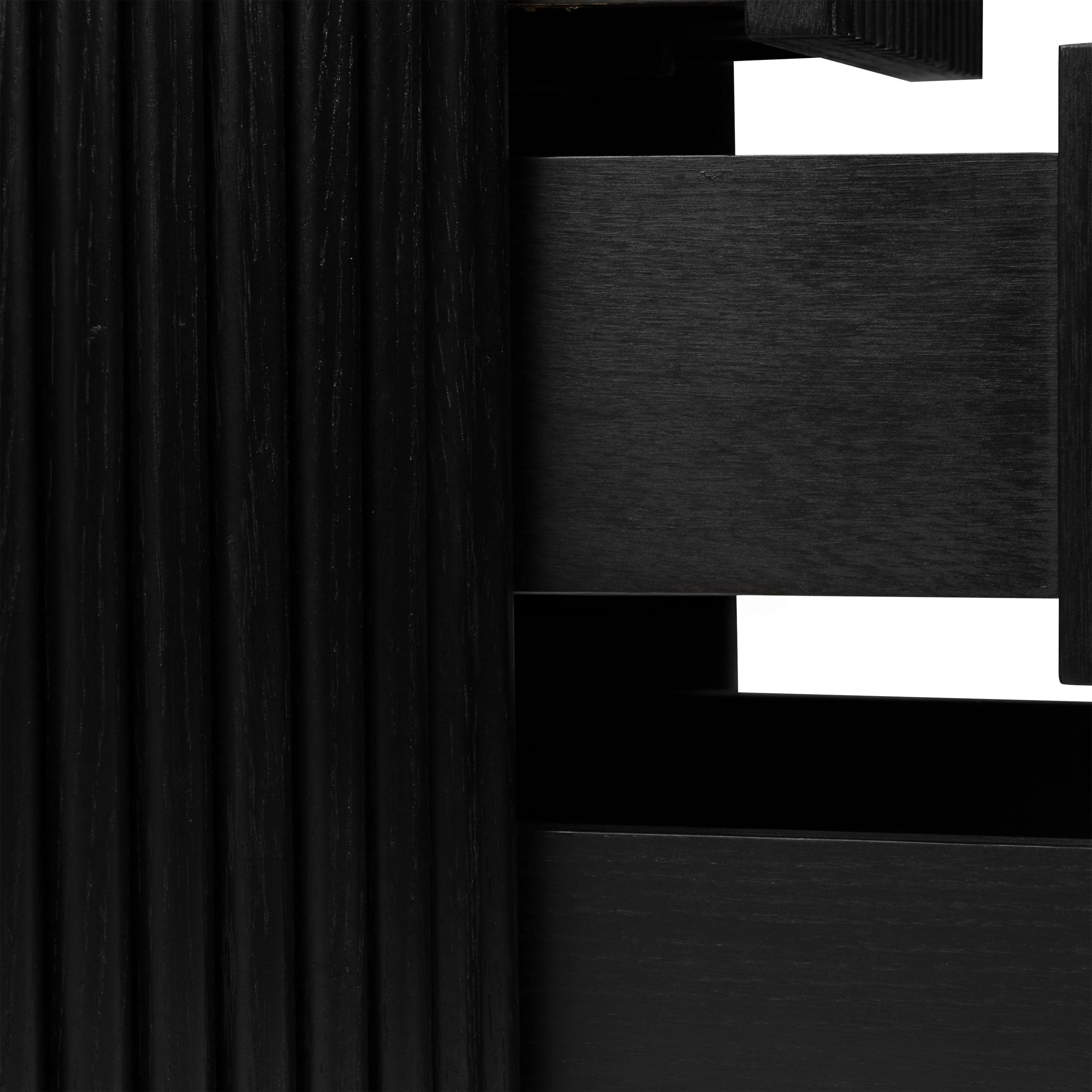 Modern Black Nightstand with Solid Oak Frame for Bedroom