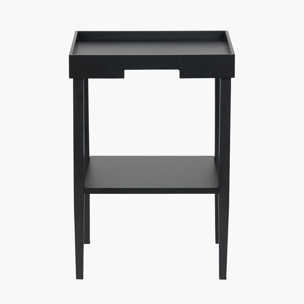 Black Wood Veneer Square Side Table