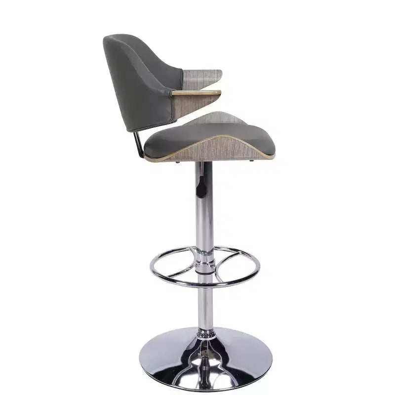 Curved Back Pneumatic Adjustable Bar Stool, Height-Adjustable Swivel Seat