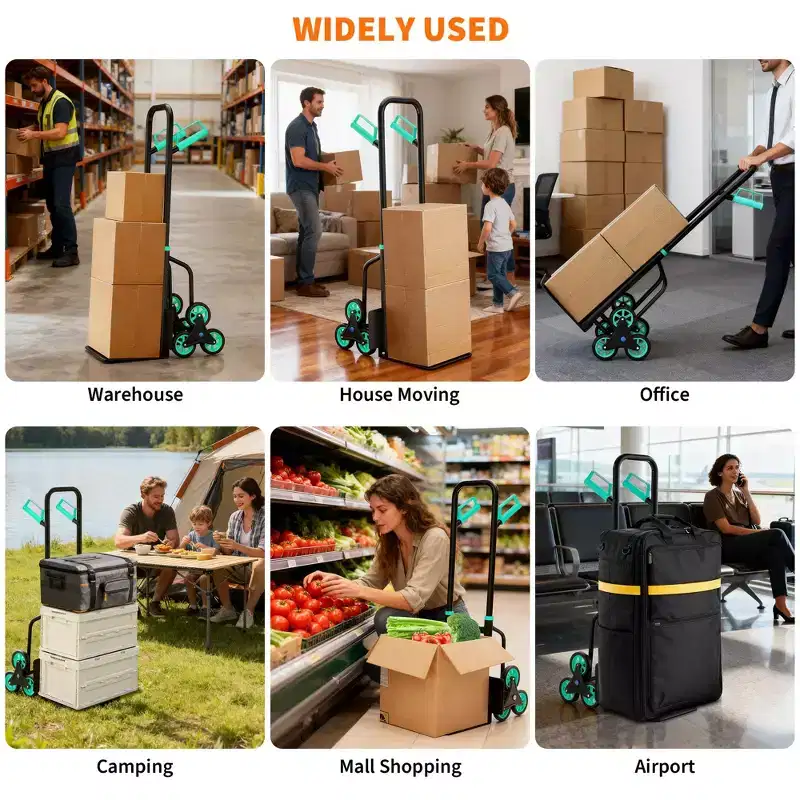 Stair Climbing Hand Truck, Heavy Duty Folding Dolly Cart with 6 Wheels, 440Lbs Capacity, Moving Dolly