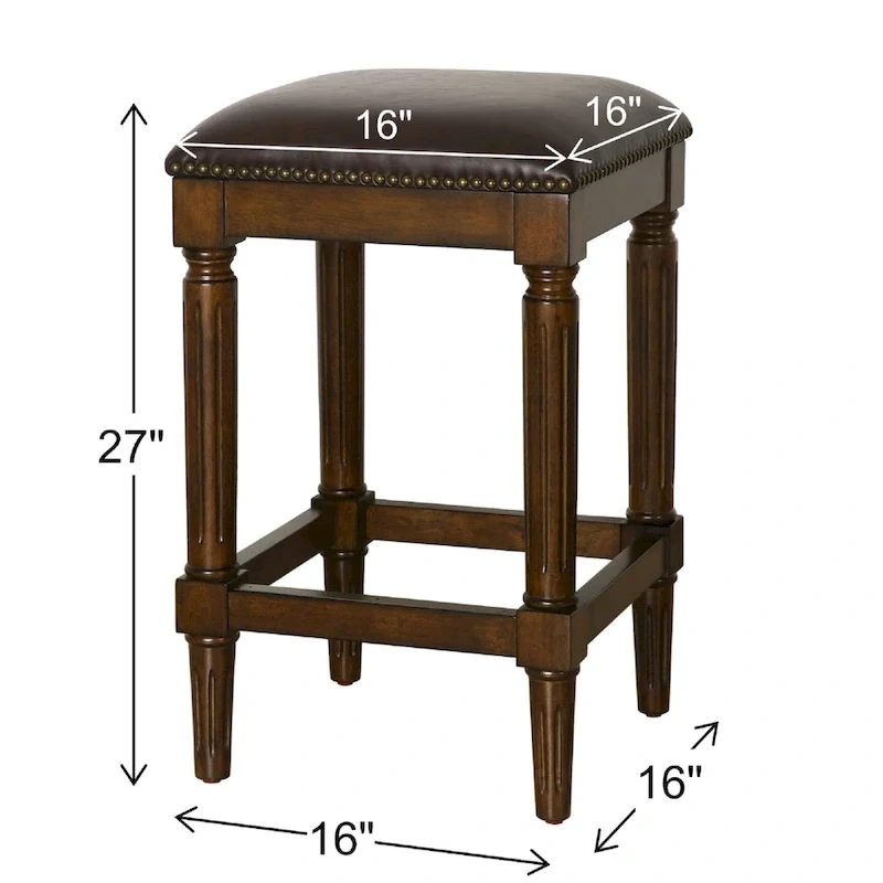 Solid Wood Square Upholstered Seat Bar Stool