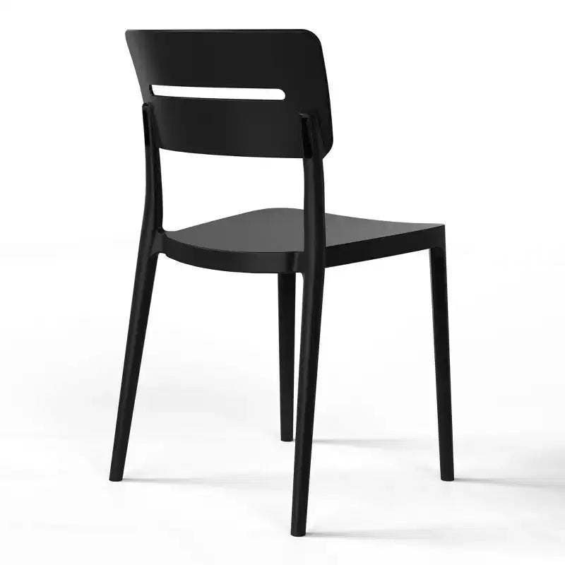 WestinTrends Playa Modern 5-Piece Resin Round Patio Dining Table Set with Stackable Patio Dining Chairs