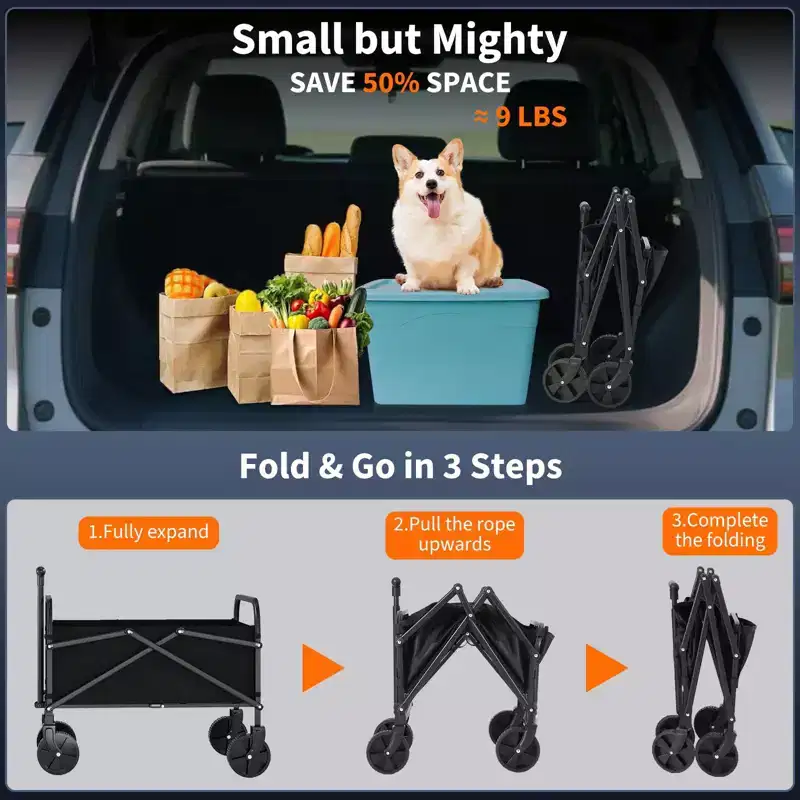 Foldable Utility Wagon with All-Terrain Wheels �C 240 lb Capacity