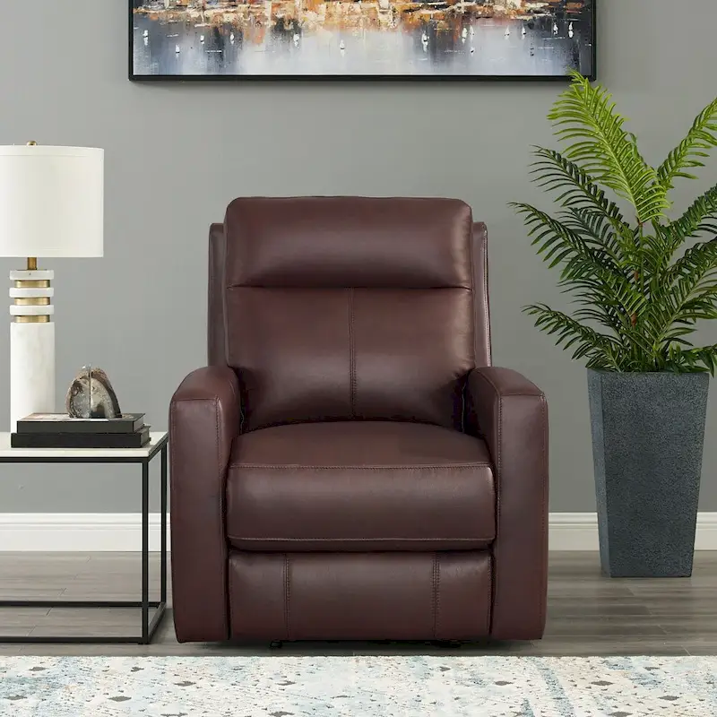 Brown / Pecan Top-Grain Leather Zero Gravity Power Recliner, 2-Seater Loveseat