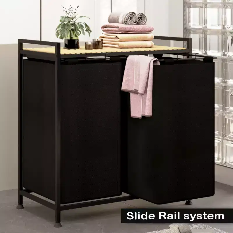 2-Compartment Laundry Hamper with Lid  Large 123L Dirty Clothes Basket