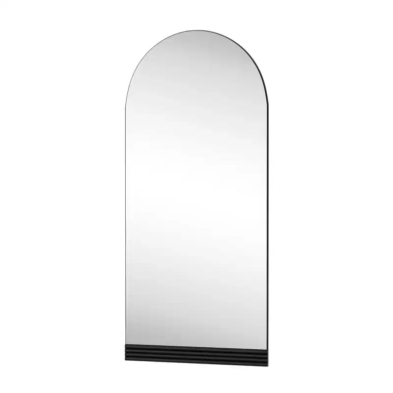 Wooden base stripe right angle arch black full-length mirror (no stand)