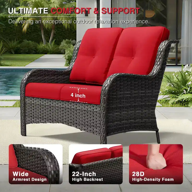UPTIOT All-Weather Olefin Wicker Sofa Set with Multi-Functional Ottomans
