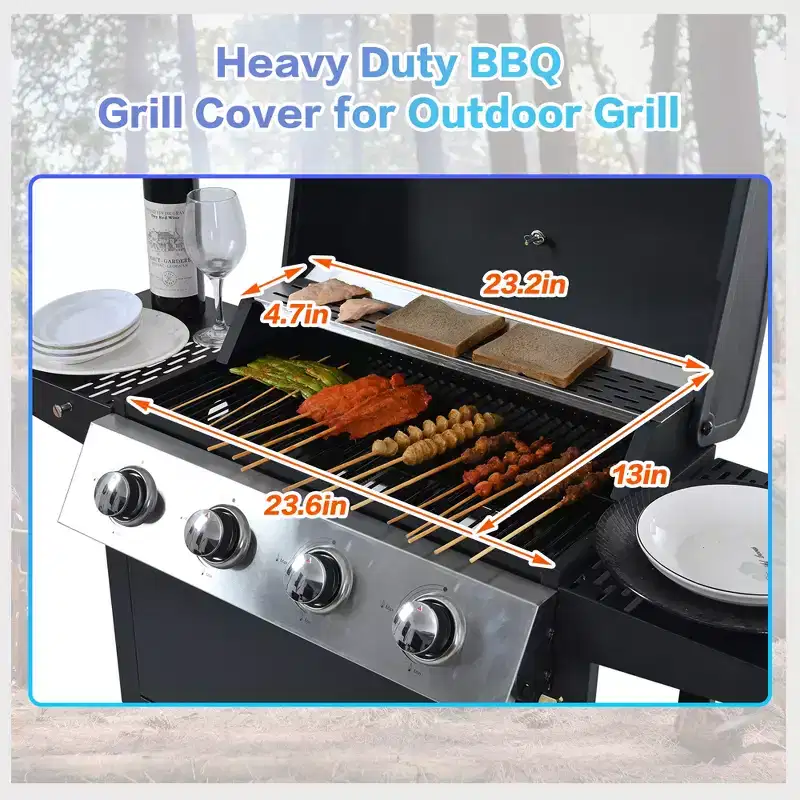 GDFStudio Gabrielle 4 Burner 34,000 BTU Propane Gas Grill with Shelves and Porcelain-enamel Wire Cooking Grates