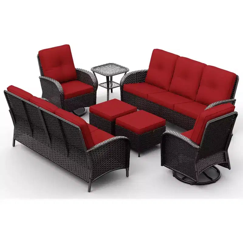 UPTIOT Outdoor Patio Set with Sofas, Swivel Chairs, Ottomans, and Side Table