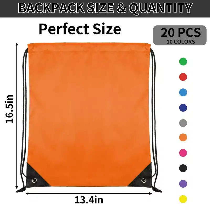 Narwey Drawstring Backpack 20Pcs Drawstring Bags, Draw String Back Bag Drawstring Bags Bulk (10 Colors)